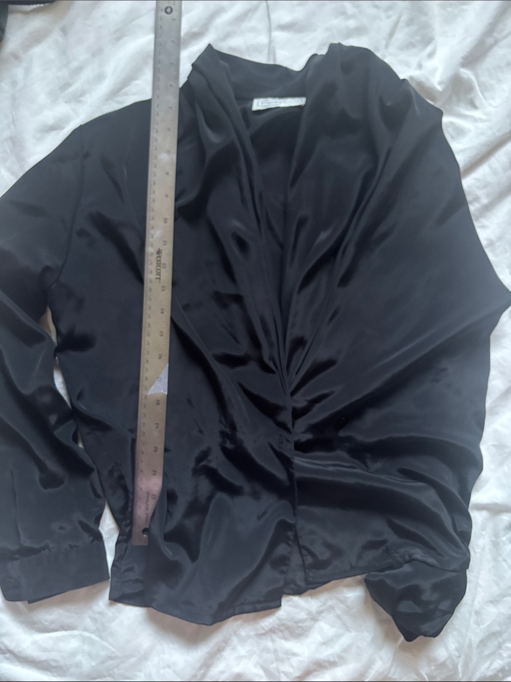 Classic Black Satin Draped Blazer